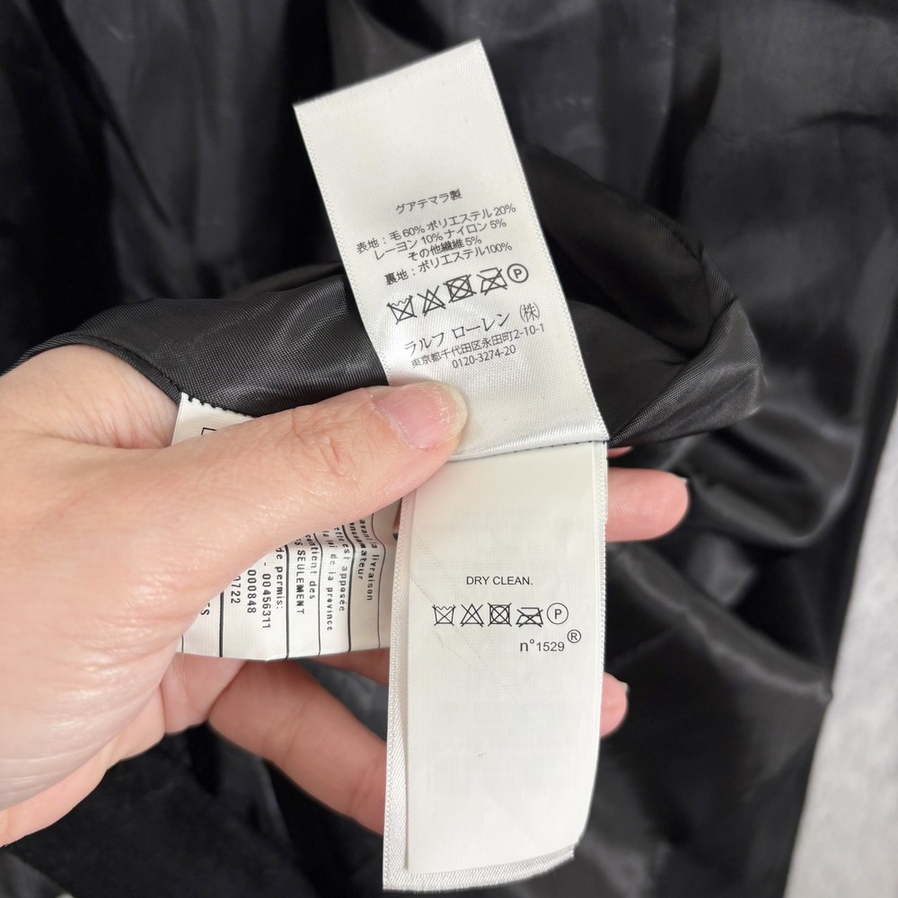Lauren Ralph Lauren Hooded Walker Peacoat Size L Black Wool Blend Button Front - Picture 9 of 10